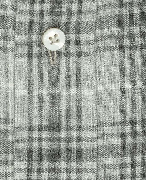 Canclini Light Grey Organic Cotton Flannel Plain Weave with Off White & Steel Grey Check