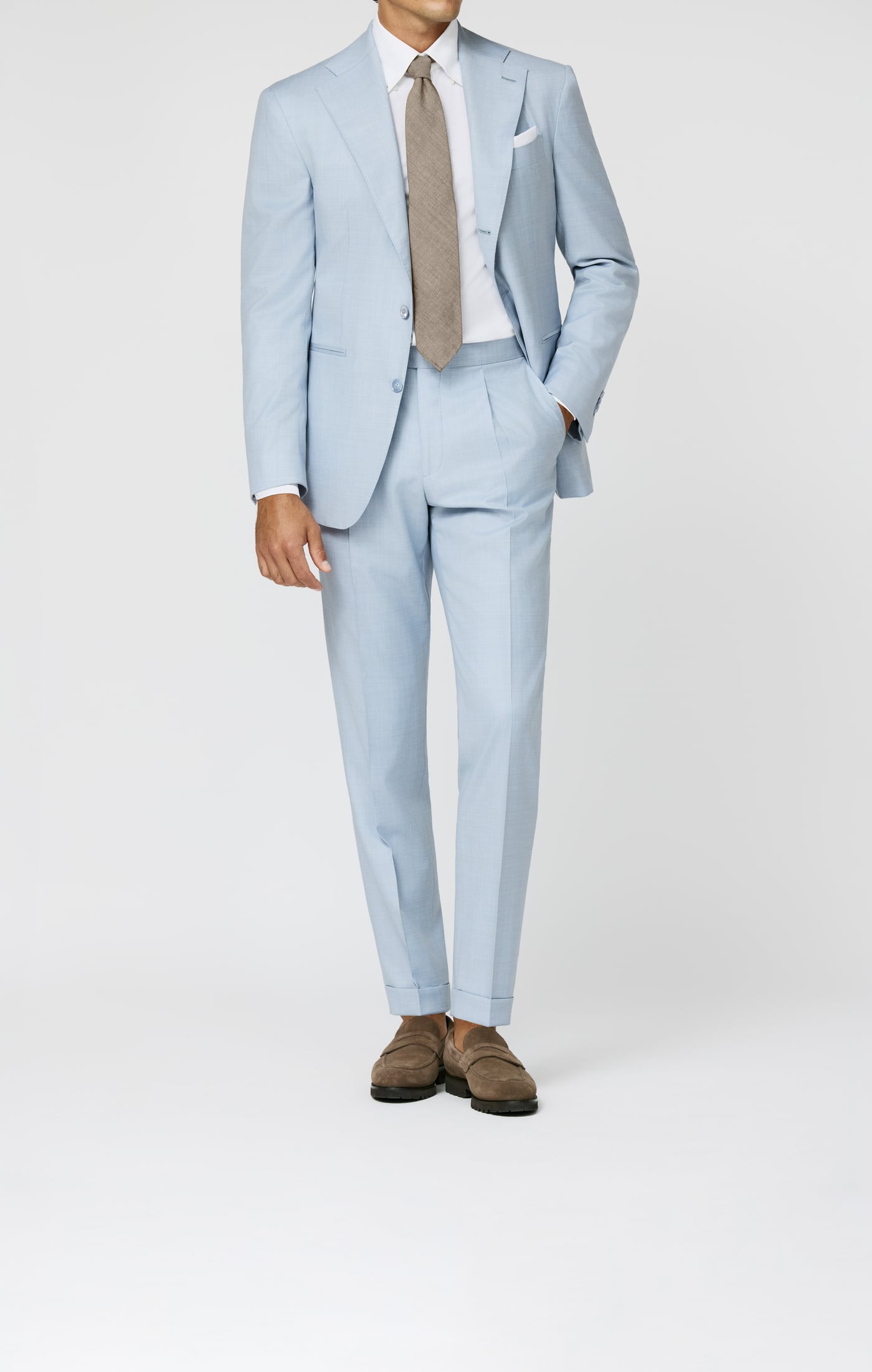 Loro Piana ZELANDER Light Blue Natural Stretch Tropical Wool Plain Weave
