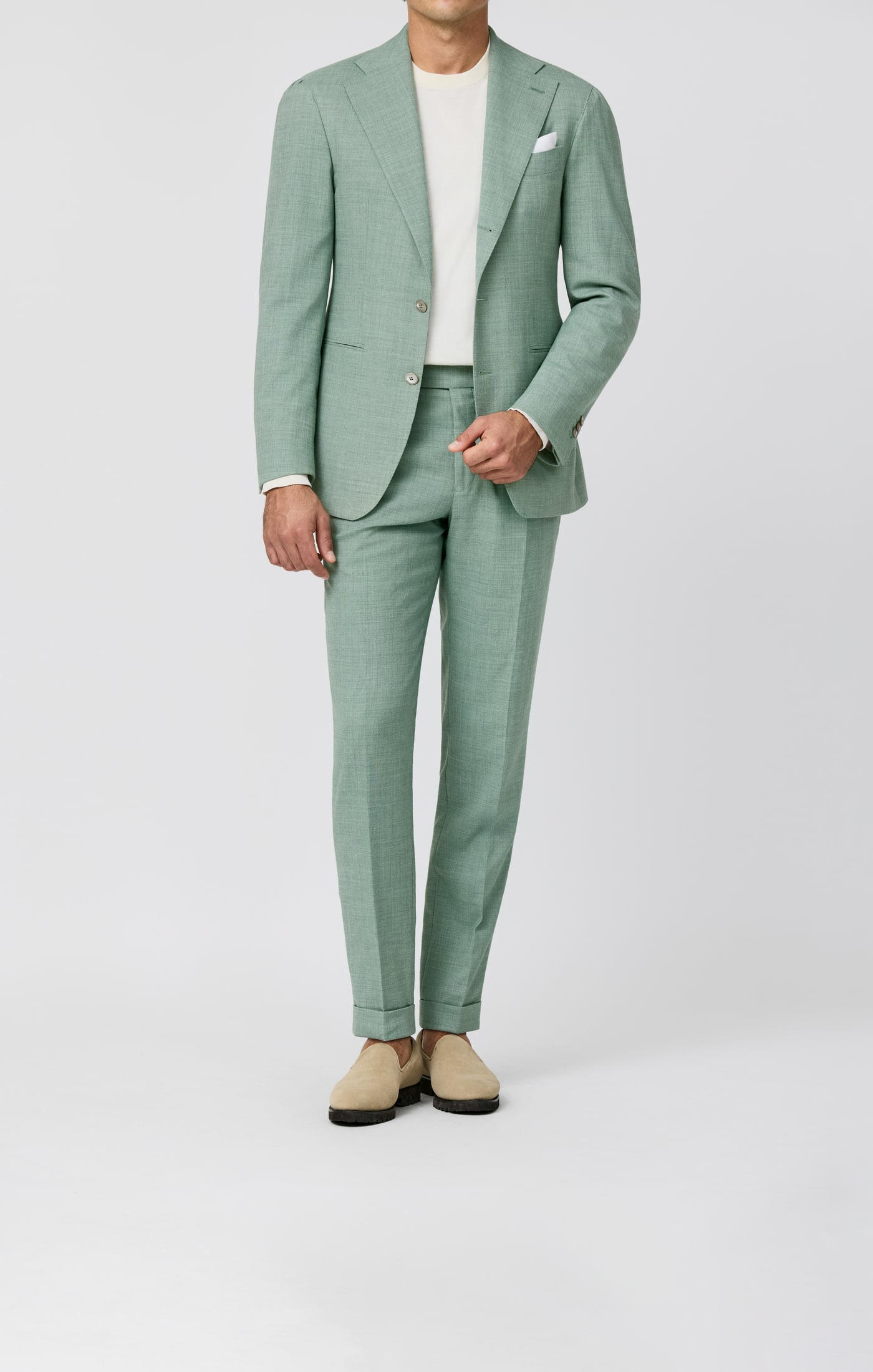 Paulo Oliveira Mint Green Wool & Linen Tropical Stretch