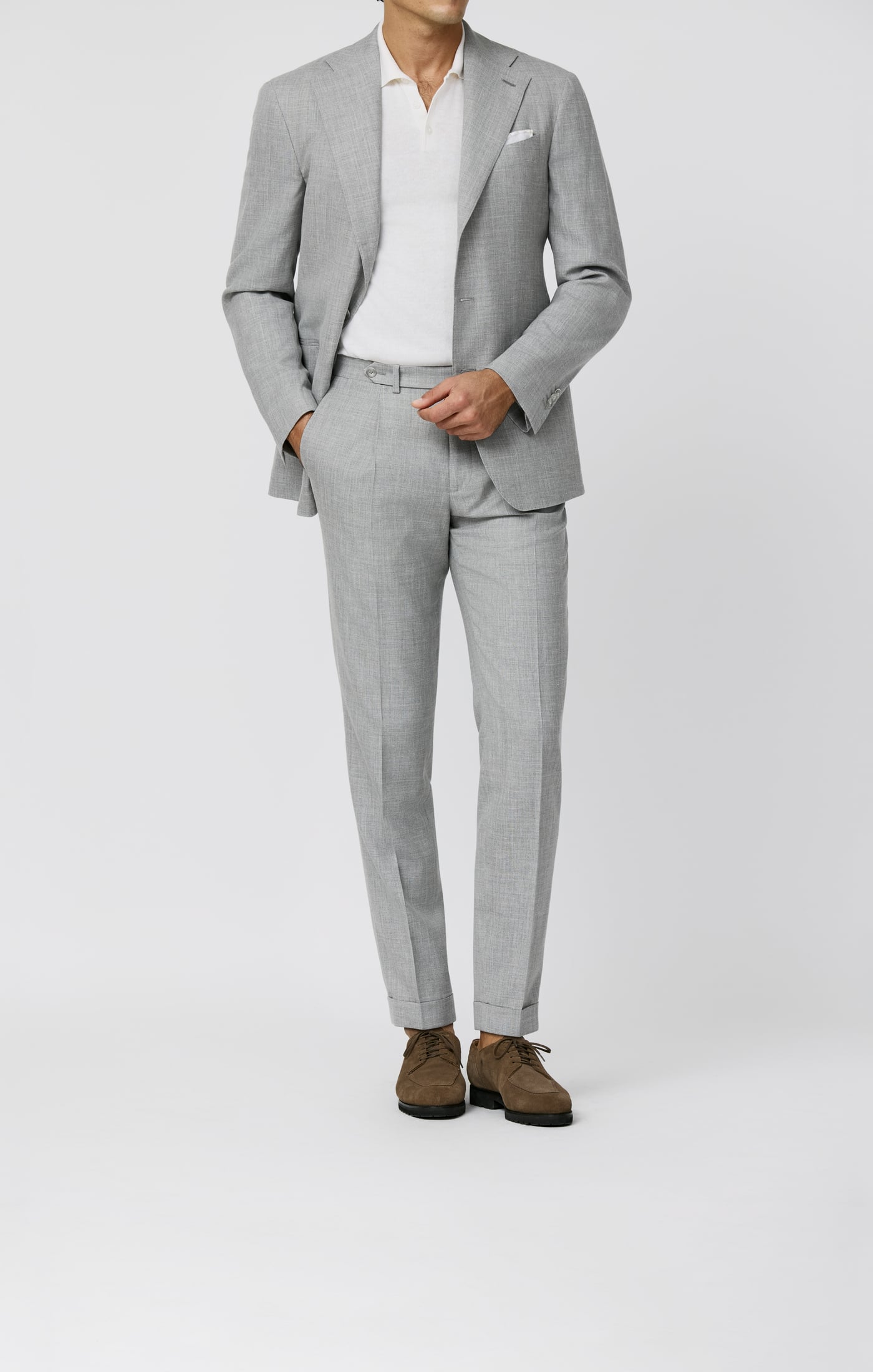Loro Piana SUMMERTIME Light Grey Mélange Wool, Silk & Linen Tropical Weave