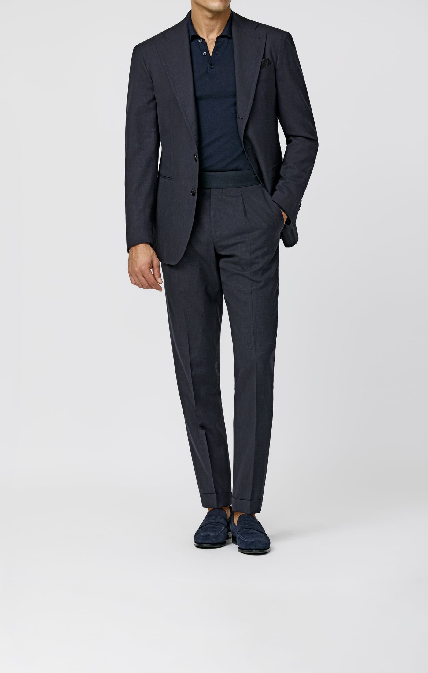 Loro Piana SUMMERTIME Midnight Blue Wool, Silk & Linen Tropical Weave
