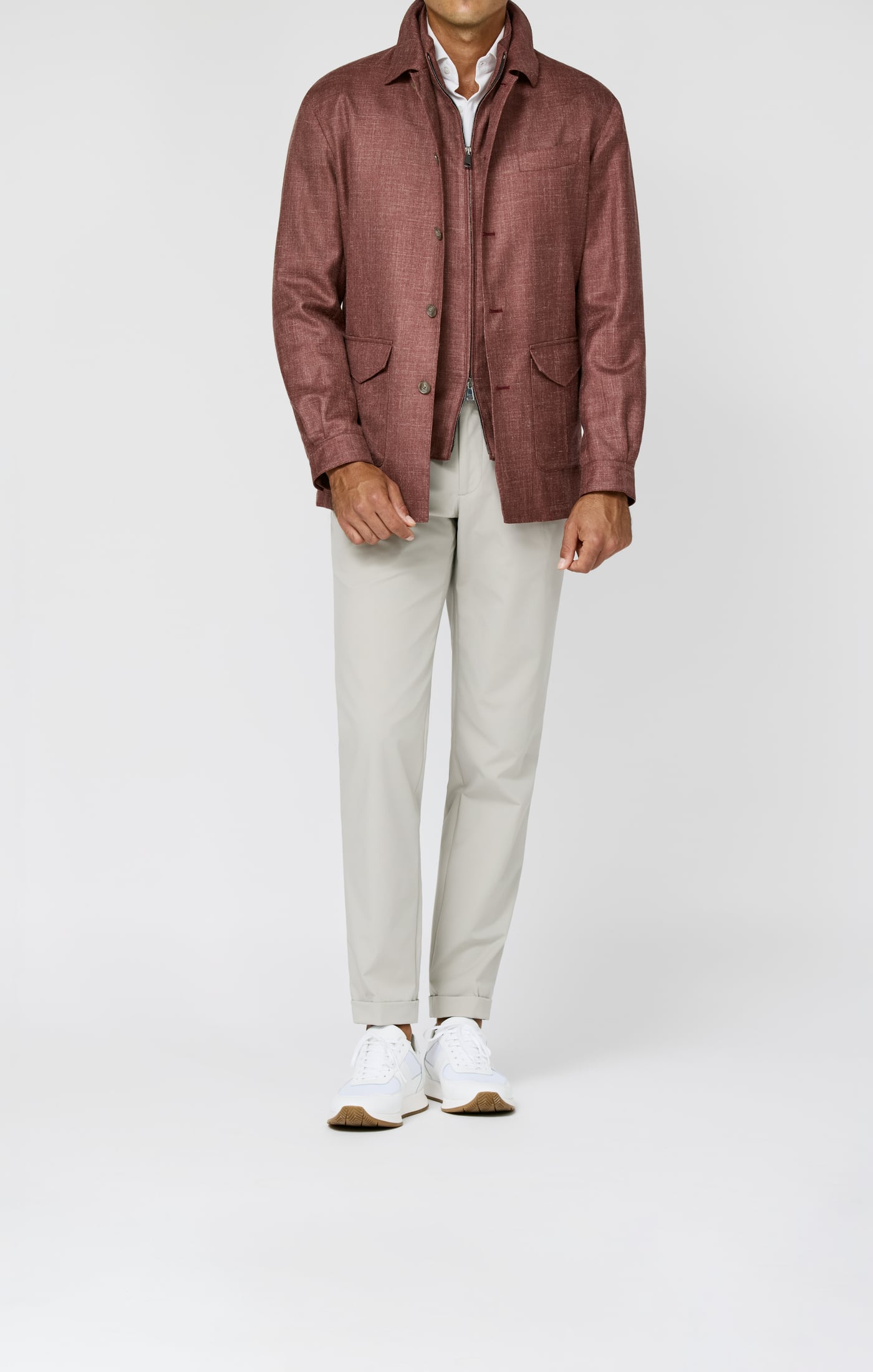 Di Pray Dusty Red Mélange Wool, Silk & Linen Twill