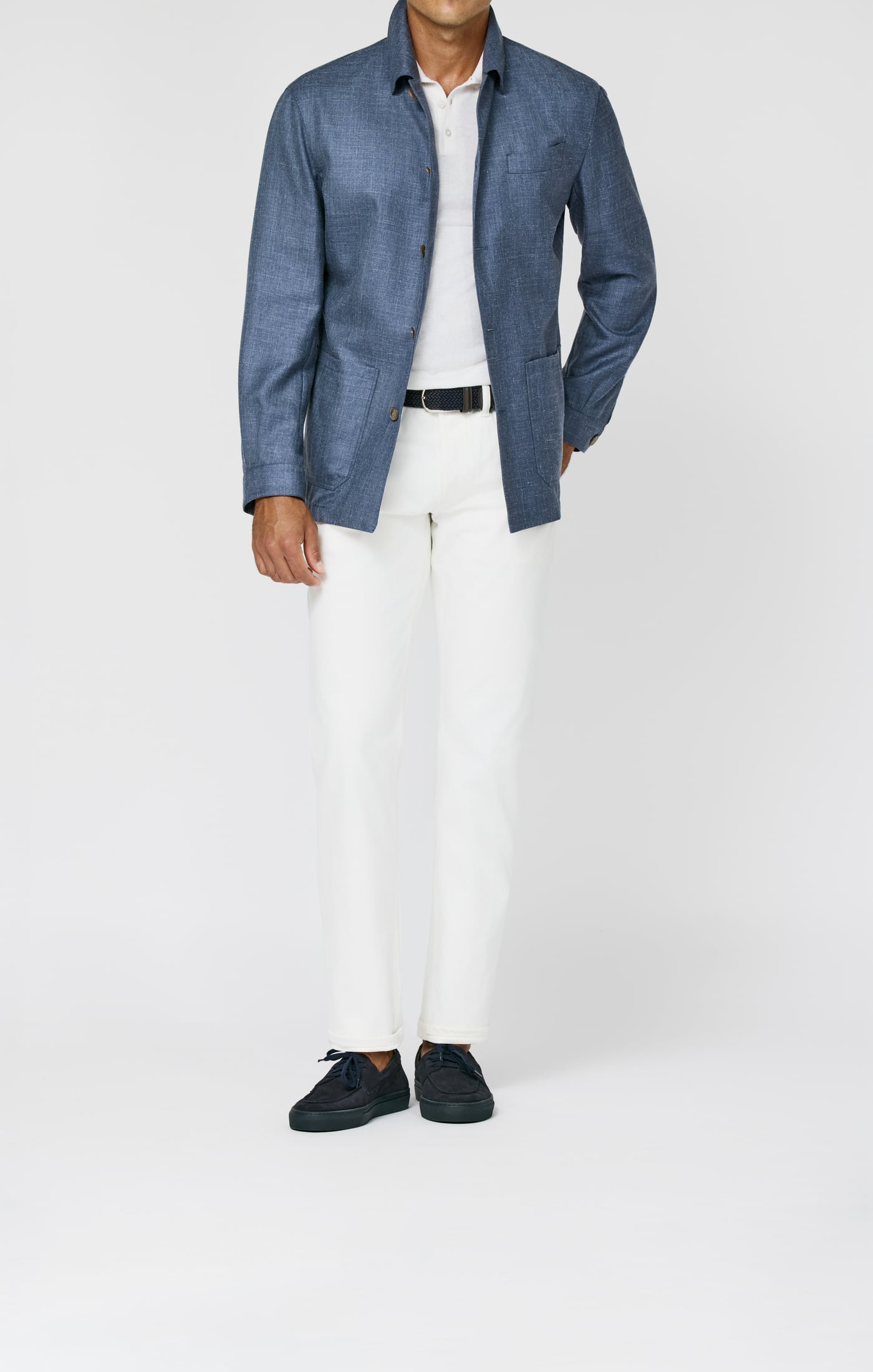 Di Pray Neapolitan Blue Mélange Wool, Silk & Linen Twill