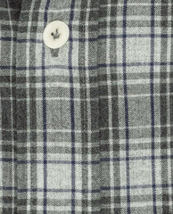 Canclini Steel & Stone Grey Organic Cotton Flannel Plain Weave with Blue Check