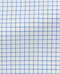 Canclini White Natural Stretch Organic Cotton Fine Twill Flannel with Light Blue Windowpane