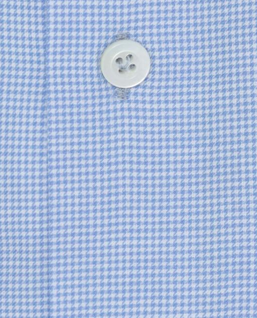 Canclini White Natural Stretch Organic Cotton Fine Twill Flannel with Light Blue Houndstooth