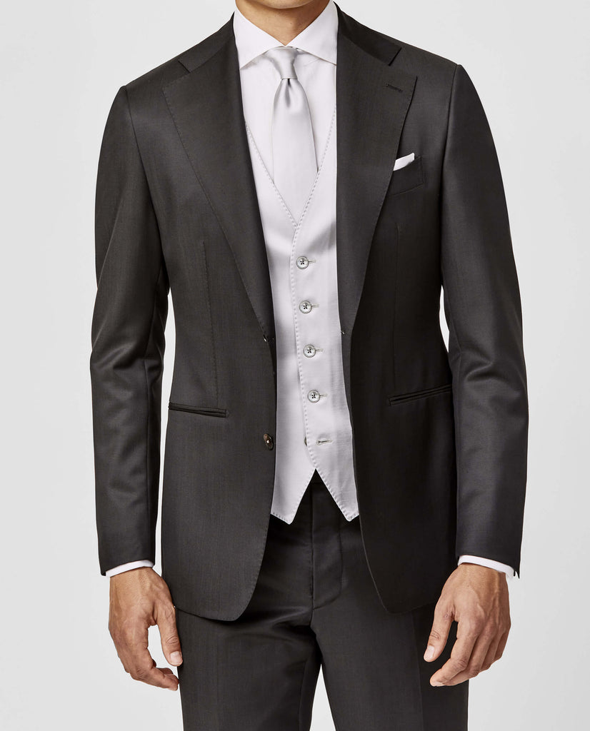 Barberis Canonico Anthracite Fine Twill Merino Wool & Mohair Solaro Doppio Ritorto