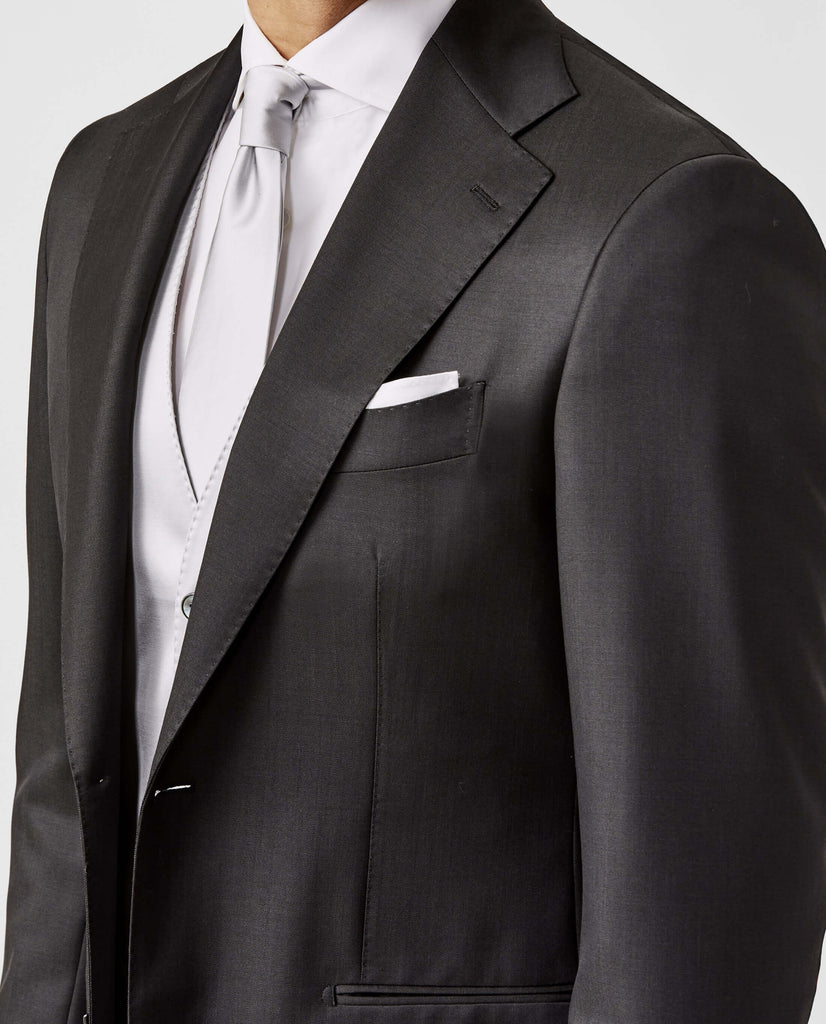 Barberis Canonico Anthracite Fine Twill Merino Wool & Mohair Solaro Doppio Ritorto