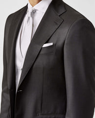 Barberis Canonico Anthracite Fine Twill Merino Wool & Mohair Solaro Doppio Ritorto