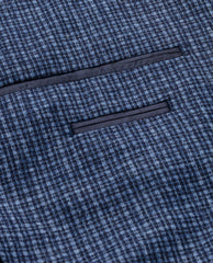 Vitale Barberis Canonico Light Blue Dark Blue Wool, Silk & Linen with Fine Check