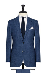 light blue dark blue wool silk linen with fine check Inspiration