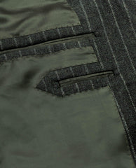Drago Forest Green Merino Wool & Cashmere with Speckled Chalk Stripe