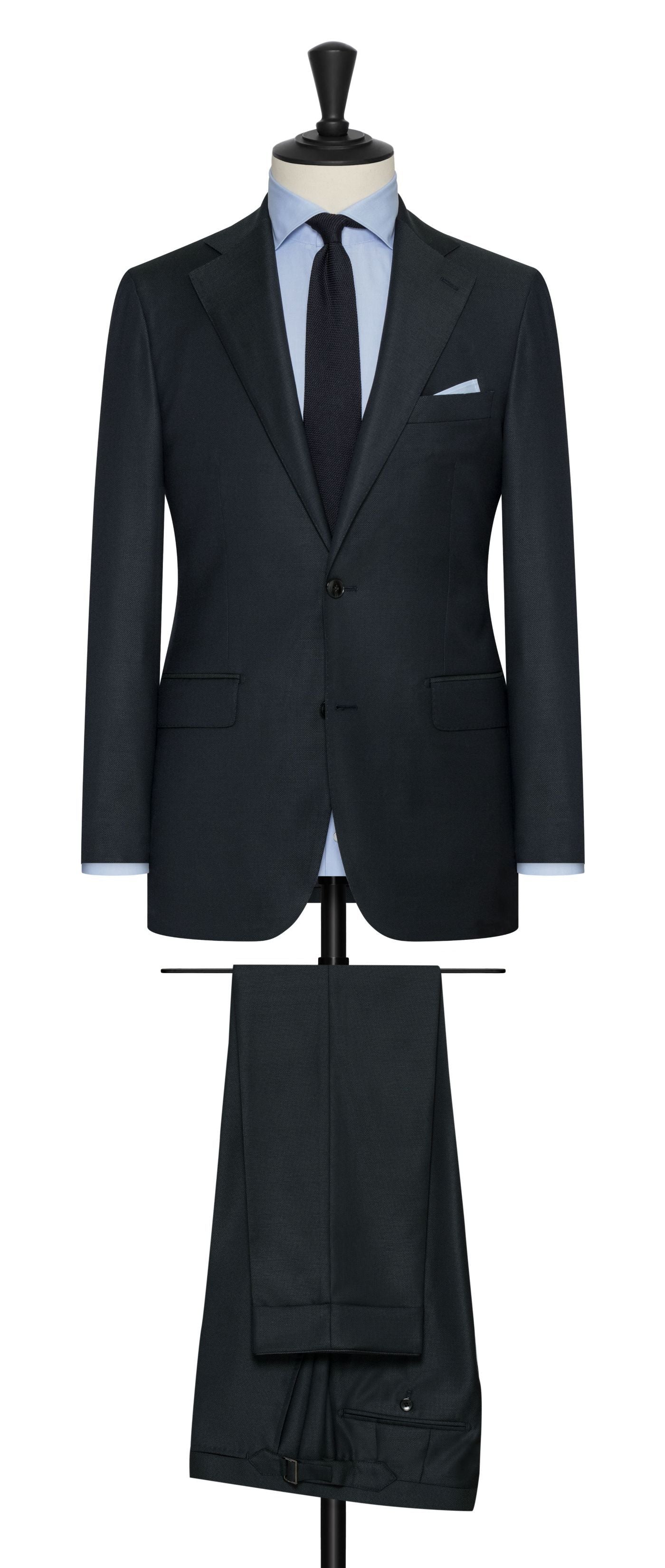 Loro Piana Australis Dark Green Super 150 Merino Wool Basketweave