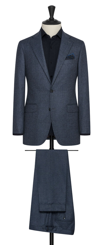 Barberis Canonico Dark Storm Blue Flannel S120 Merino Wool with Natural Stretch