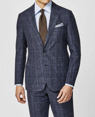 Drago Mixed Blue Linen & Wool with Light Blue Windowpane