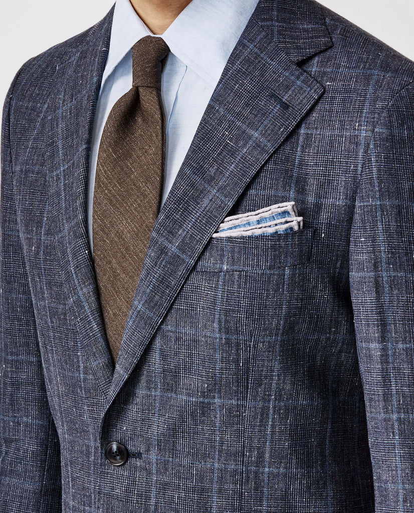 Drago Mixed Blue Linen & Wool with Light Blue Windowpane