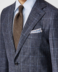Drago Mixed Blue Linen & Wool with Light Blue Windowpane
