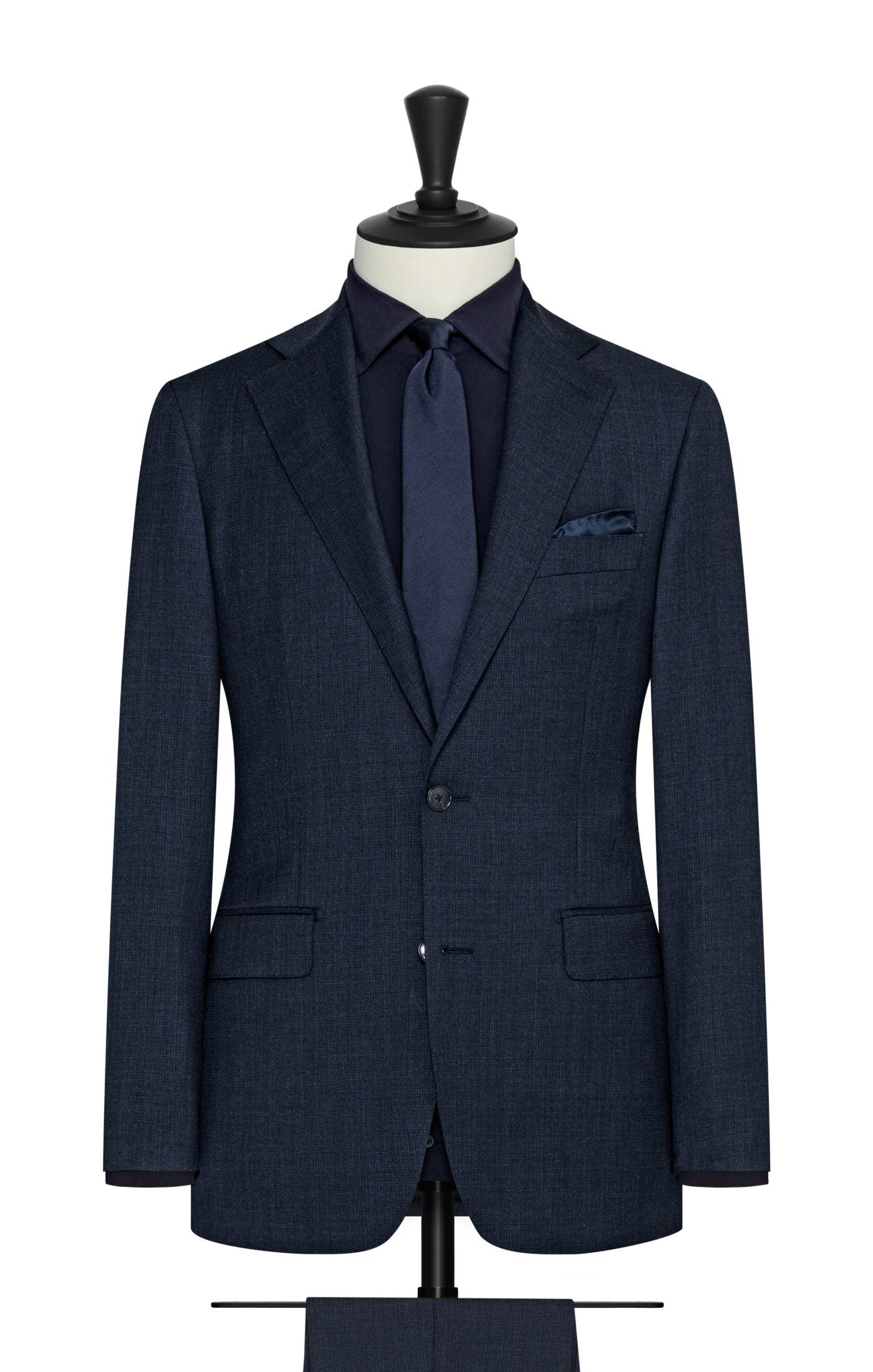 Loro Piana Blue & Black Natural Stretch Merino Wool with Micro Check