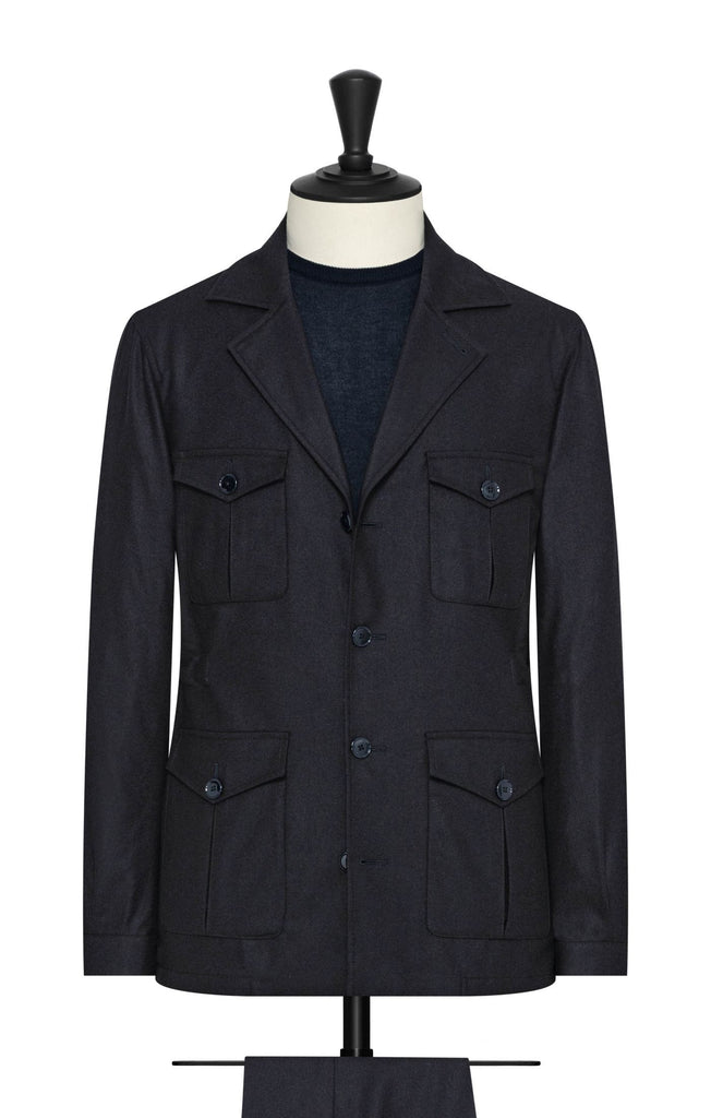 Reda Midnight Blue Stretch Wool Soft Lightweight Flannel