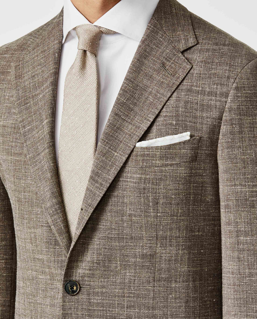 Paulo Oliveira Dark Taupe Stretch Wool & Linen Blend