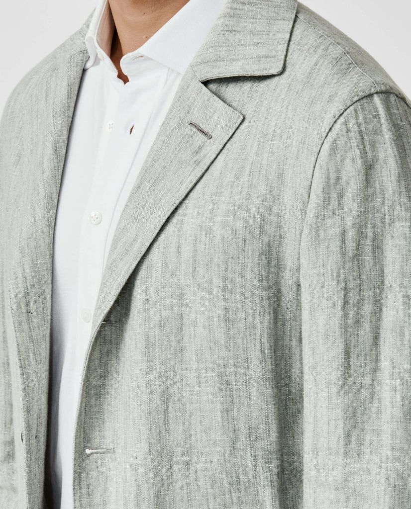 Leomaster Light Grey Pure Linen with Structured Stripe