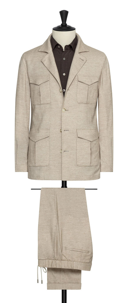 Carlo Barbera oatmeal stretch wool lyocell cashmere blend twill Inspiration