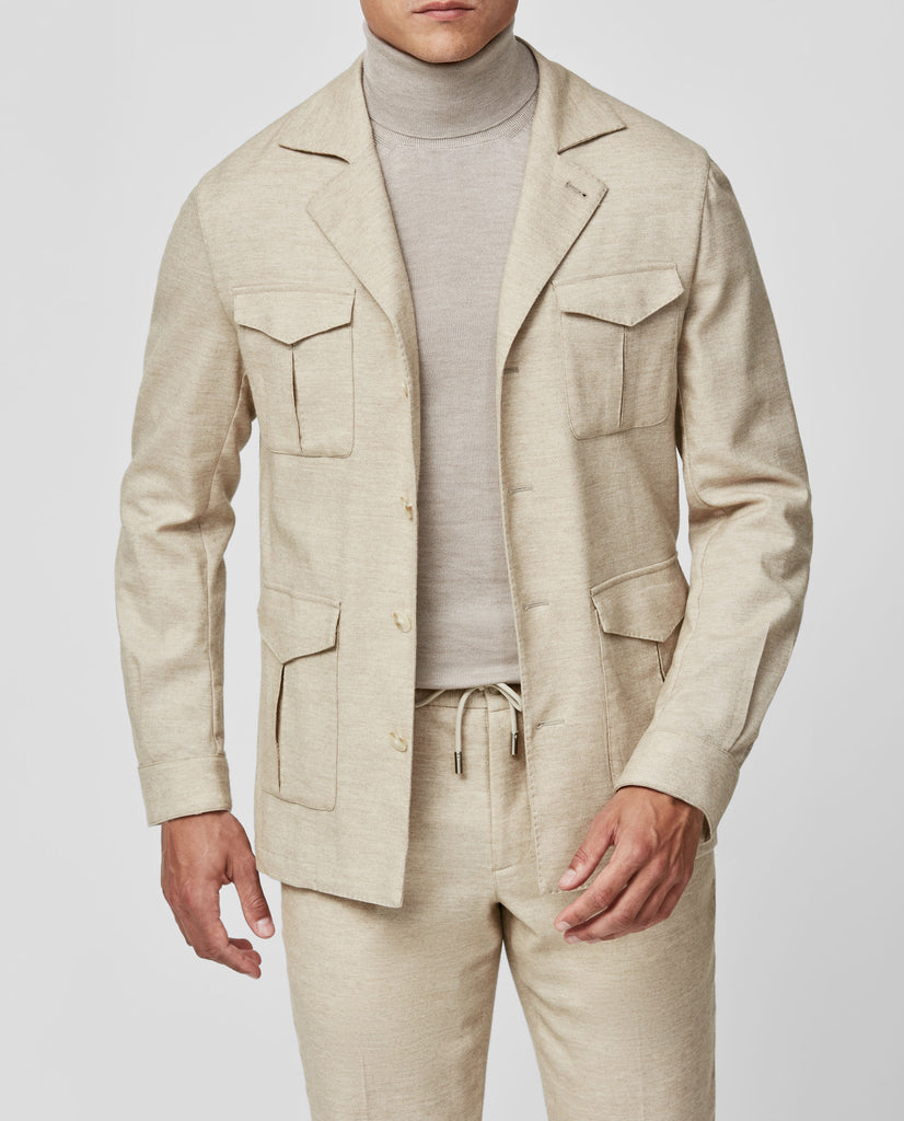 Carlo Barbera Oatmeal Wool, Lyocell & Cashmere Soft Stretch Twill