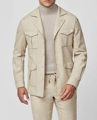 Carlo Barbera Oatmeal Wool, Lyocell & Cashmere Soft Stretch Twill