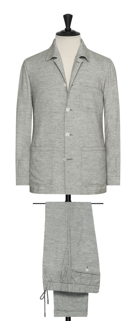Carlo Barbera Mixed Grey Wool, Lyocell & Cashmere Soft Stretch Twill