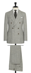 Drago light grey natural bi stretch s130 wool flannel with white stripe Inspiration