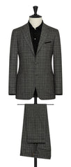 Cerruti anthracite grey stretch 2 ply wool blend flannel with check Inspiration