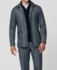 Botto Giuseppe Denim Blue Stretch Wool, Cotton & Cashmere Twill Flannel