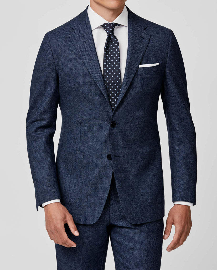 Drago Mixed Slate Blue Mouliné Natural Bi Stretch S130 Wool Flannel