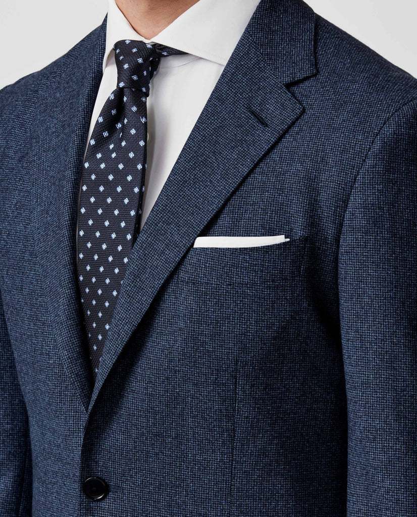 Drago Mixed Slate Blue Mouliné Natural Bi Stretch S130 Wool Flannel