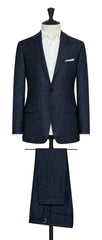 Zignone navy blue stretch wool silk with speckles Inspiration