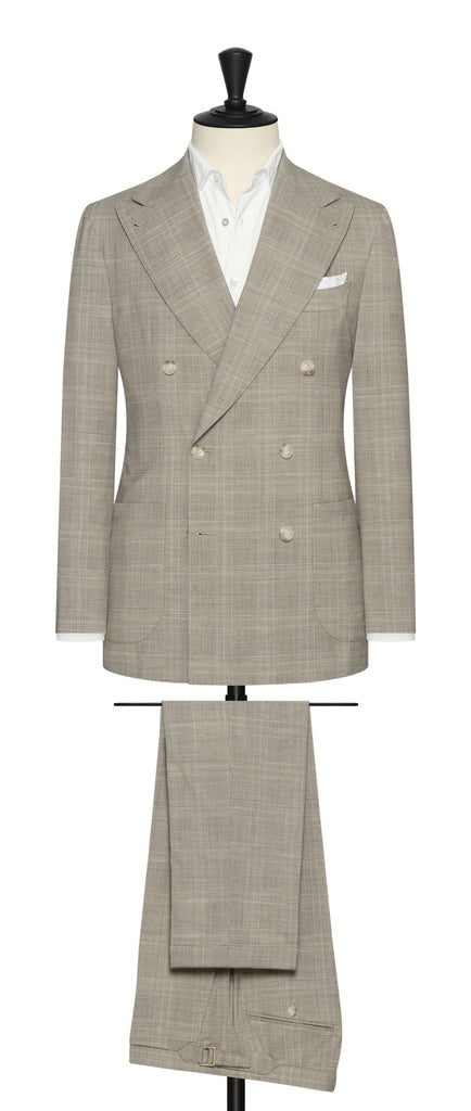 Possen Collection bone stretch wool linen with grey glencheck Inspiration