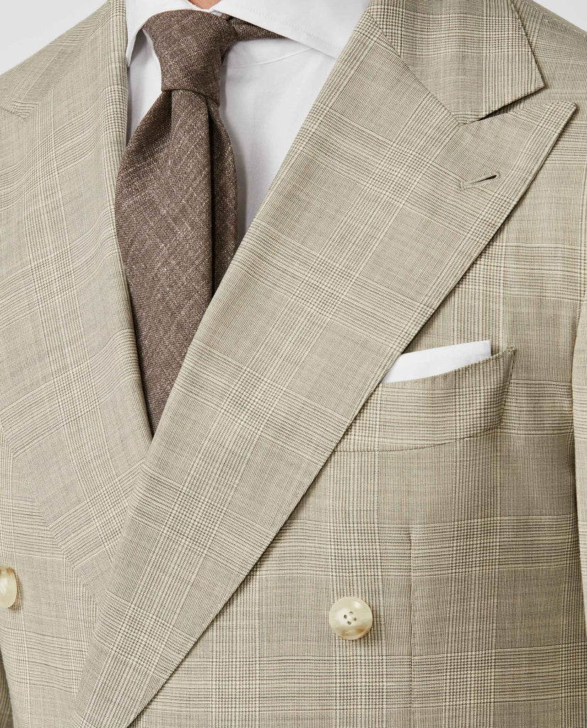 Reda Bone Stretch Jaspé Wool & Linen with Glencheck