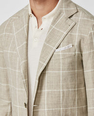 Drago Light Taupe Linen & Wool with Off White Windowpane