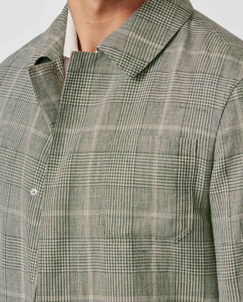 Drago Steel Grey Linen & Wool Glencheck with Off White Windowpane