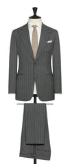 Possen Collection smoke grey stretch wool blend with white pinstripe Inspiration