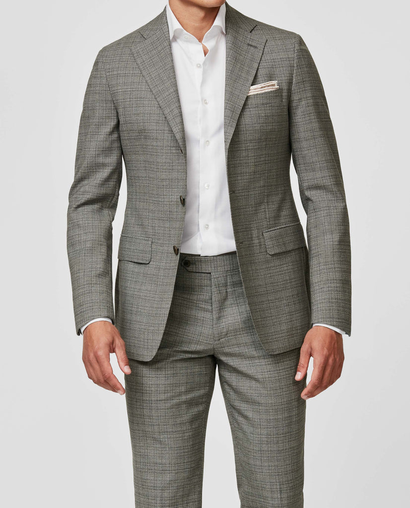 Di Pray Stone Grey 2-Ply Wool with Subtle Check Effect