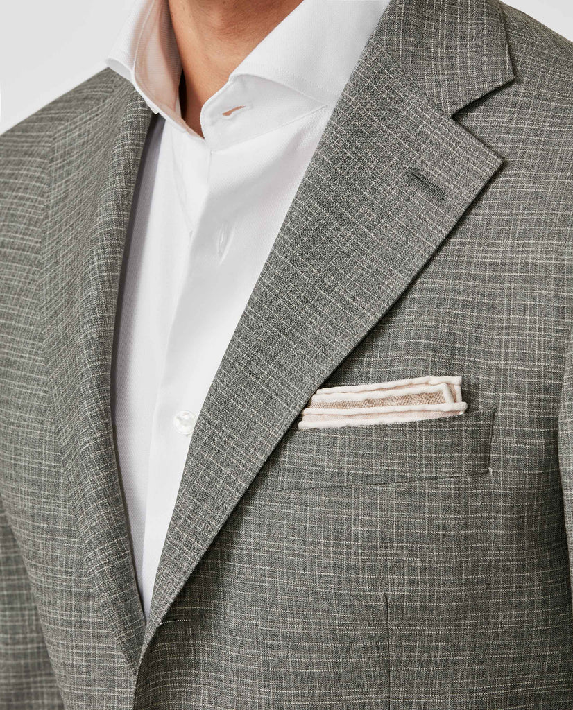 Di Pray Stone Grey 2-Ply Wool with Subtle Check Effect