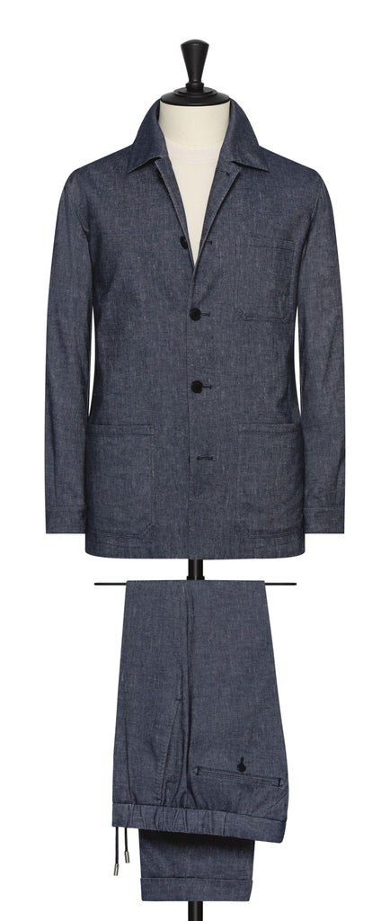 Possen Collection dark denim blue stretch cotton linen twill Inspiration