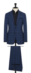Loro Piana two blue stretch wool with royal blue check Inspiration