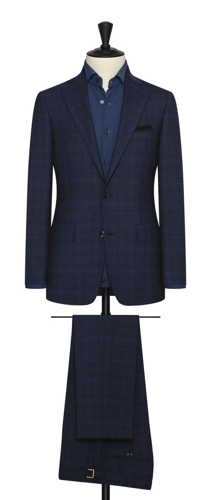 Di Pray Deep Blue 2-Ply Wool with Subtle Blue Check
