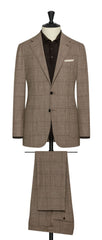 Drago Tan Natural Bi Stretch S130 Wool Flannel With Glencheck Inspiration