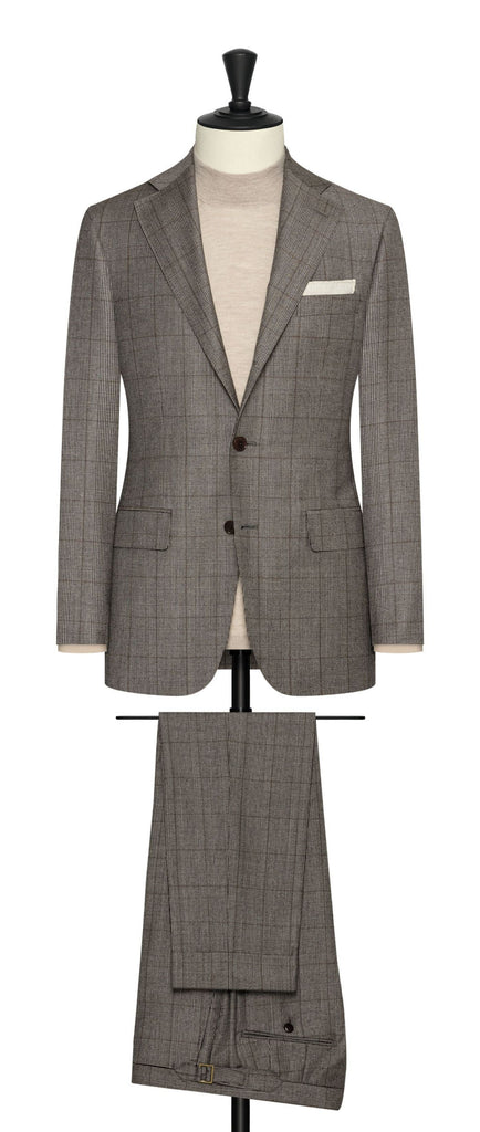 Reda Mixed Brown S130 Wool Glencheck With Tan Windowpane Inspiration