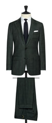 Loro Piana Dark Green S130 Wool With Subtle Glencheck And Windowpane Inspiration