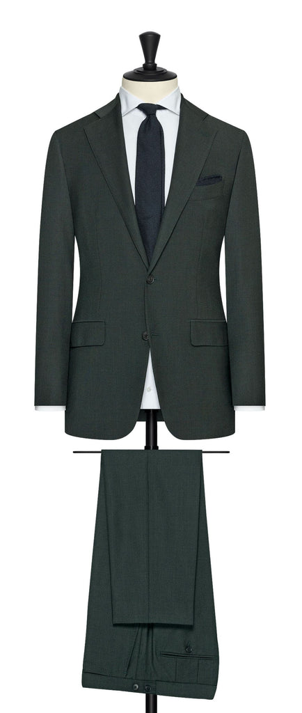 Loro Piana Forest Green Stretch Wool With Micro Effect