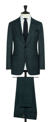 Loro Piana Bottle Green Natural Stretch S120 Wool With Blue Glencheck Inspiration
